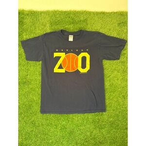 Vintage 2001 Oakland Zoo Basketball T Shirt Navy Blue Gildan Large PGH Stop